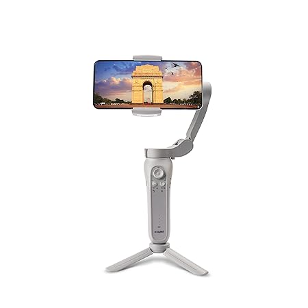 DIGITEK® (DSG-007F) 3-Axis Gray Smartphone Gimbal - Wide Angle Handheld Vlogging Stabilizer - 4 Creative Operation Modes for Android & iOS - Seamless Videography