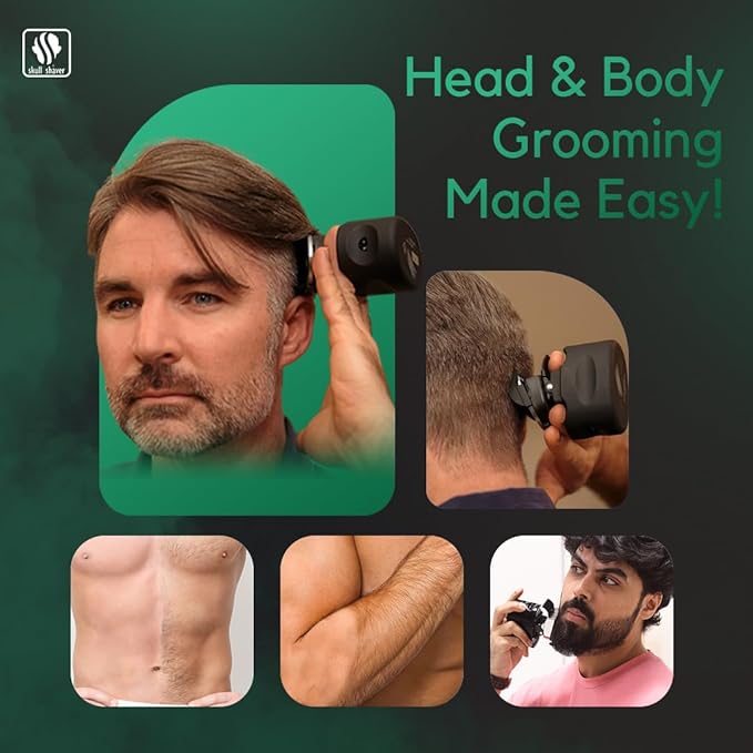 Skull Shaver Beast Clipper Duo: ultimate home haircut & grooming kit for arms, torso, legs, beard, portable, waterproof, long battery, no nicks, DIY