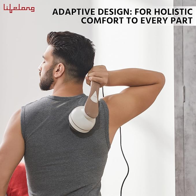 Lifelong Electric Body Massager Machine for Pain Relief - 9 Massage Heads for Back, Foot, Hand, Neck, Shoulder Massage - Powerful Handheld Vibrator for Back Pain with Multiple Speed Setting