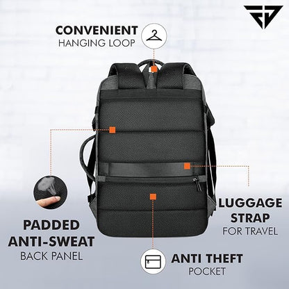 FUR JADEN 40L Weekender Travel Laptop Backpack with Anti Theft Pocket, Organizer, 15.6 Inch Padded Laptop Sleeve and Dual Handles (Dark Grey)