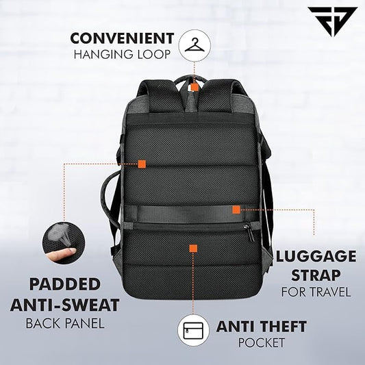 FUR JADEN 40L Weekender Travel Laptop Backpack with Anti Theft Pocket, Organizer, 15.6 Inch Padded Laptop Sleeve and Dual Handles (Dark Grey)