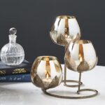 3pc Ancient Bronze - Gold Glass Candle Holders