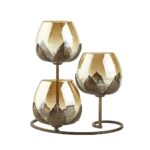 3pc Ancient Bronze - Gold Glass Candle Holders