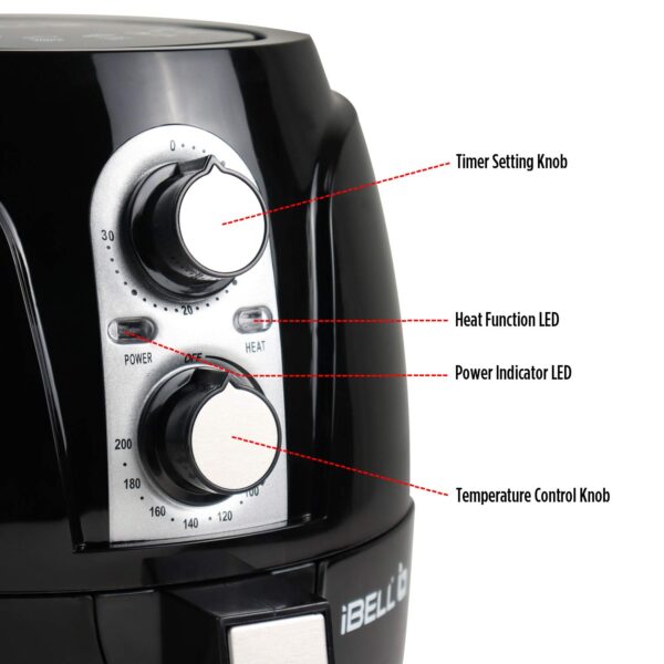 2.3 Liters 1200W Crispy Air Fryer With Smart Rapid Air Technology, Timer Function & Fully Adjustable Temperature Control, Black