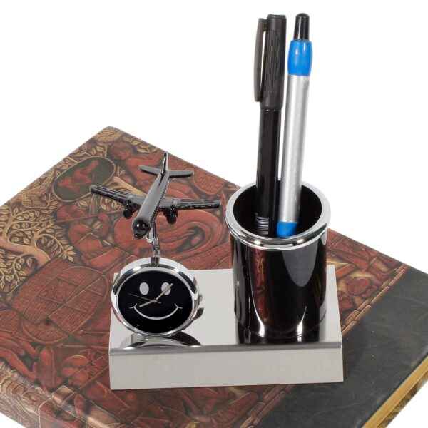 DECOR Airplane Showpiece Metal Pen Stand for Office Table