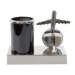 DECOR Airplane Showpiece Metal Pen Stand for Office Table