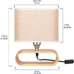 Wood Night Table Lamp Solid Fabric Shade Bedside Desk Lamps for Bedroom