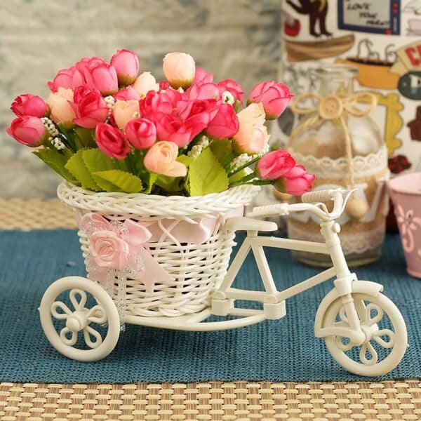 Cycle Shape Flower Vase with Peonies Bunches