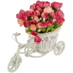 Cycle Shape Flower Vase with Peonies Bunches