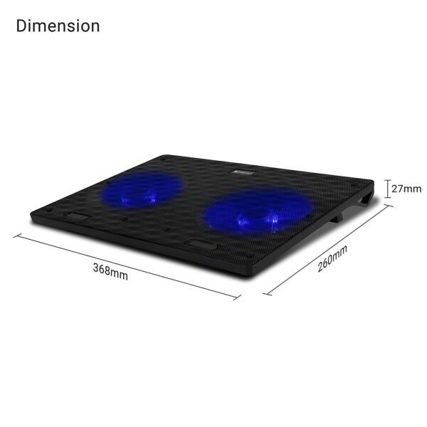USB Powered Laptop Cooling Pad with Dual Fan, Dual USB Port and Blue LED Lights