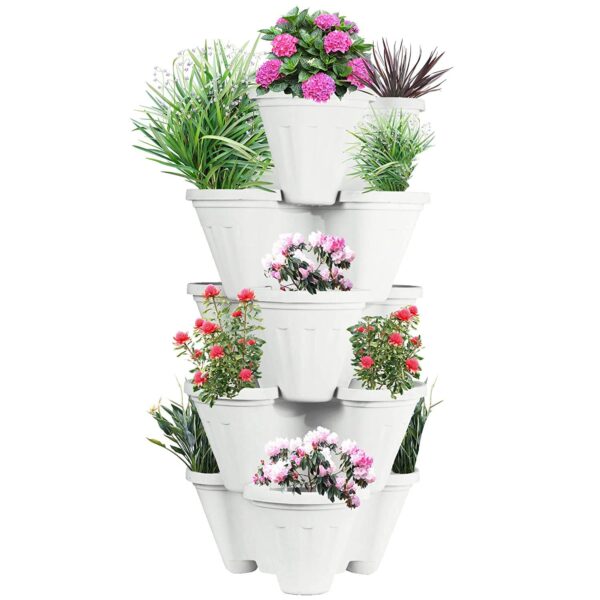 Garden Stacking Flower Pot Tower Vertical Plastic Garden Planter