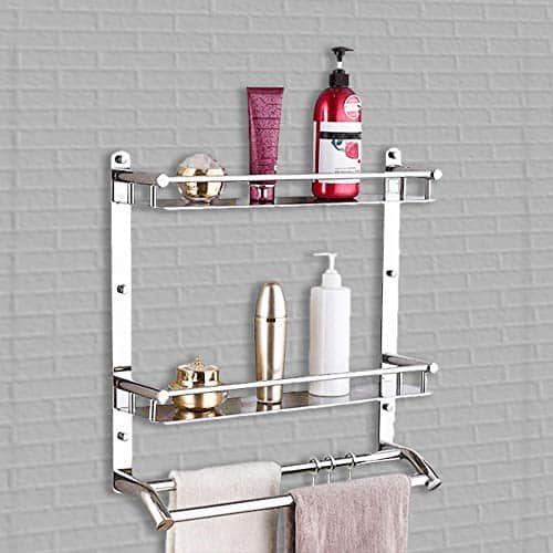 High Grade Stainless Steel Multipurpose 3-Tier Bathroom Shelf with Towel Holder