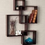 intersecting Floating Wall Shelves, Set of 4 Brown