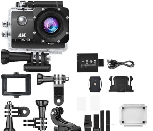 Action Camera 4K, 170 Wide-Angle Lens,EIS UHD WiFi Camera with Waterproof Case