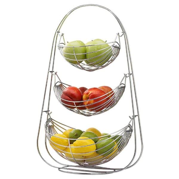 Stainless Steel Triple Step Swing Fruit & Vegetable Basket for Kitchen