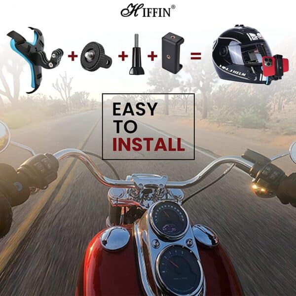 Helmet Chin Strap Mount with Mobile Clip & Screw Compatible with All Smart Phones