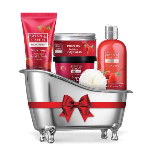 Bryan & Candy Strawberry Bath Tub Valentines Gift Set For Women And Men