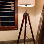 Home Decora Natural Teak Wooden Crafter Standard Size Tripod Floor Lamp