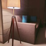 Home Decora Natural Teak Wooden Crafter Standard Size Tripod Floor Lamp