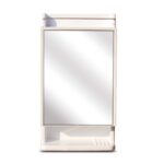Plastic Bathroom Mirror Cabinet Rich Look with Mirror - White