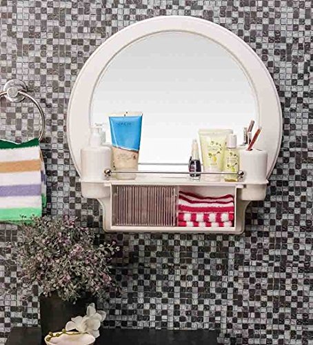 Multipurpose Plastic Bathroom Cabinet with Mirror
