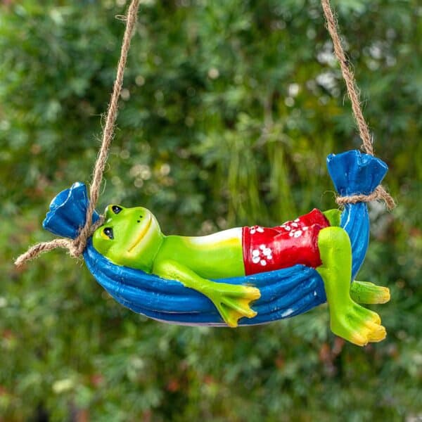Frog on Hammock Garden Decoration Items for Outdoor Balcony