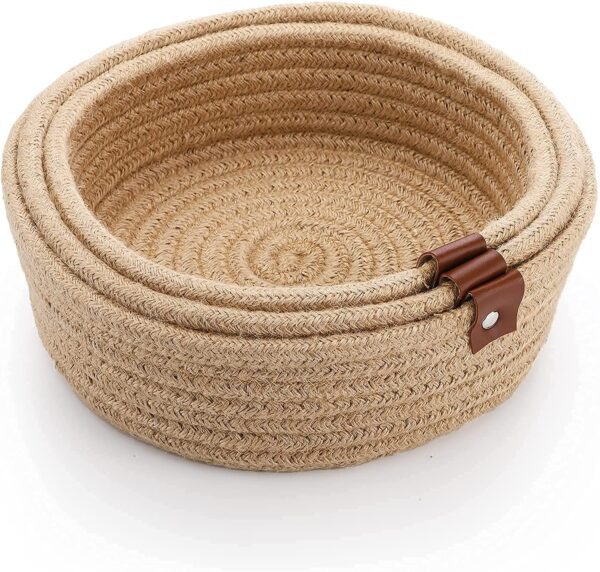 small box mini rope paper storage Jute basket woven bag brown
