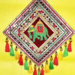 Handmade Silk Square Mud Work Wall Hanging Elephant Kutch Handicraft Items Decor