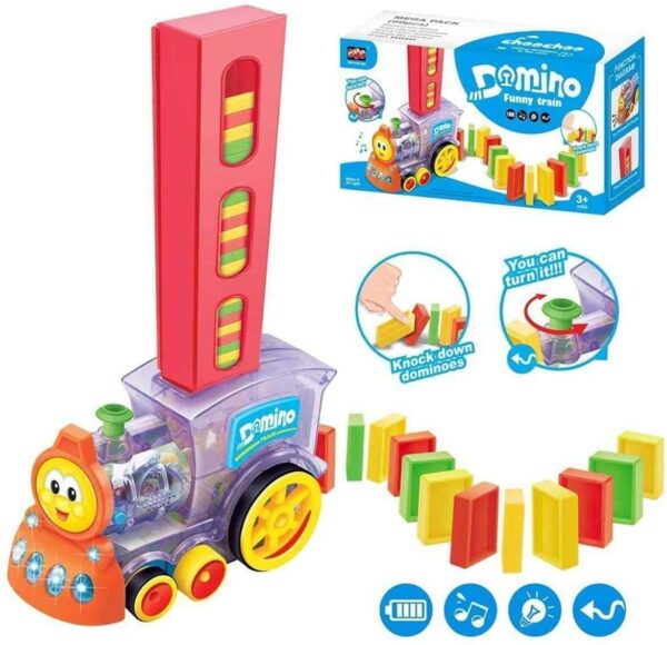 60 Pcs Domino Rally Train Toy Set Model with Lights and Sounds