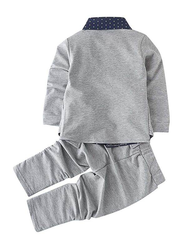 Hopscotch Boy's Cotton Blazer Style Navy Shirt and Pant Set