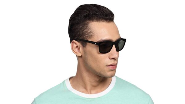 Men Square Sunglasses Black Frame Black Lens