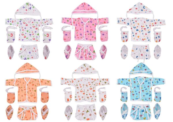 Baby Boy/Baby Girl 6 Shirts with 6 Nappies, 6 Cap and 6 Pairs of Mitten