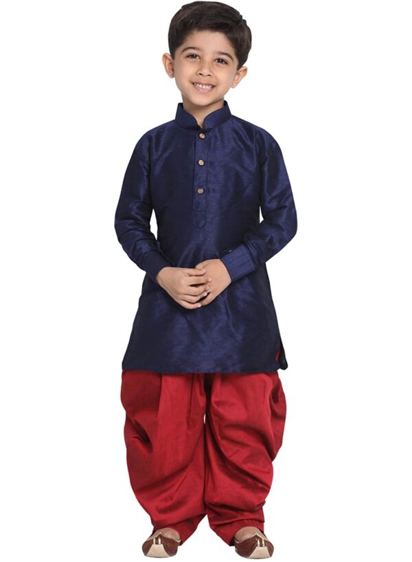 Cotton Silk Pathani Style Kurta and Cowl Style Patiala Dhoti Pant Set