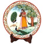 Handicrafts Paradise Ragini Design Painted On Marble Plate 9 Inch