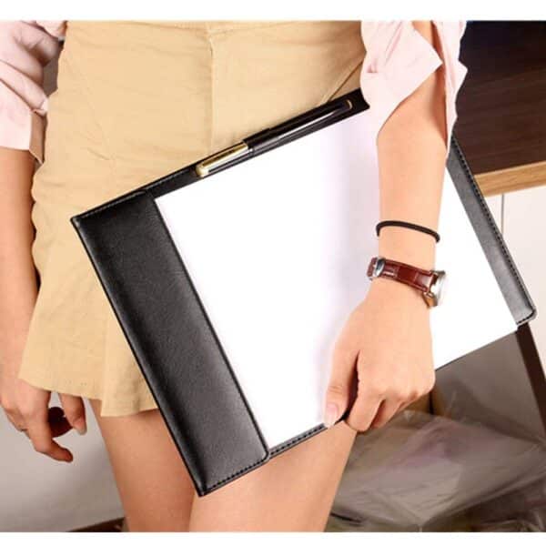 Ultra Smooth PU Leather Clipboard, Business Meeting Magnetic Writing Pad with Pen Holder