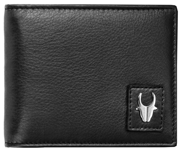 Black Leather Wallet, Blue Keychain and Black Diamond Pen for Men I Gift Hamper