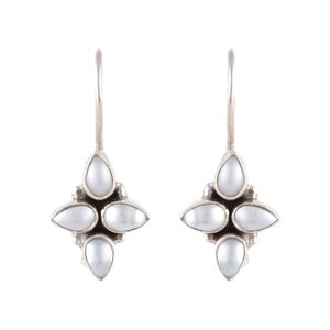 Sterling Silver Work and Pearls Dangle and Drop Hook Earrings for Women