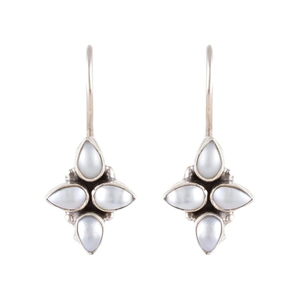 Sterling Silver Work and Pearls Dangle and Drop Hook Earrings for Women