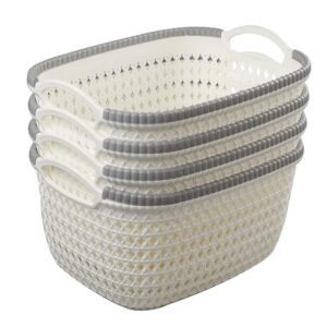 Rattan Woven Weave Organiser Storage Baskets Container Bins with Handle