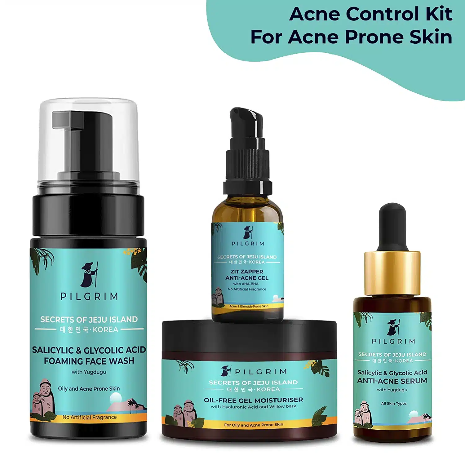 Acne Care Kit For Acne Prone Skin with 1.5% Salicylic foaming facewash, Anti acne serum, oil free moisturiser & Anti acne gel Korean-2