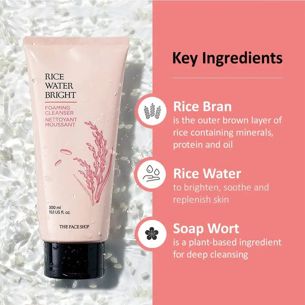 The Face Shop Rice water Bright Cleansing foam 150ml with Rice Water for Brighten the Skin (Korea-3)