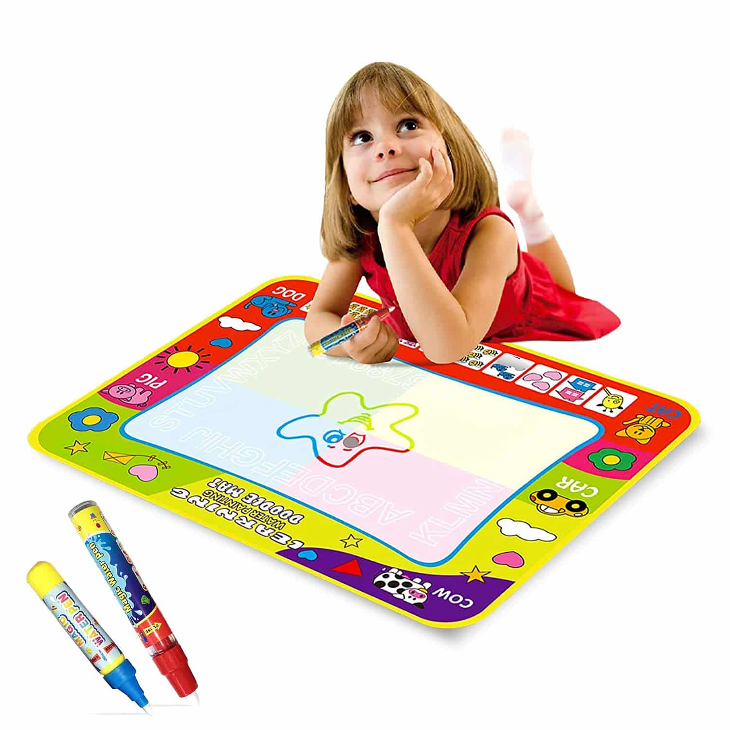 Magic Water Drawing Mat with Rainbow Color Swatches,Children Magic Water Drawing Mat Board,Educational Toy Gift for Kids