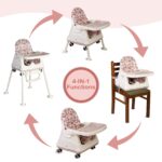 LuvLap-4-in1-High-Chair-for-Baby-Kids-Toddler-Feeding-Booster-Seat-with-Wheels-3-Height-adjustments-With-Cushion-6-month-to-3-years-Portable-Pink