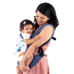 LuvLap Adore Baby Carrier with 2 carry positions, Baby carrier for 4 to 24 months baby, Breathable Skin friendly premium fabric, Adjustable New-born to Toddler Carrier, Max weight Up to 18 Kgs (Blue)