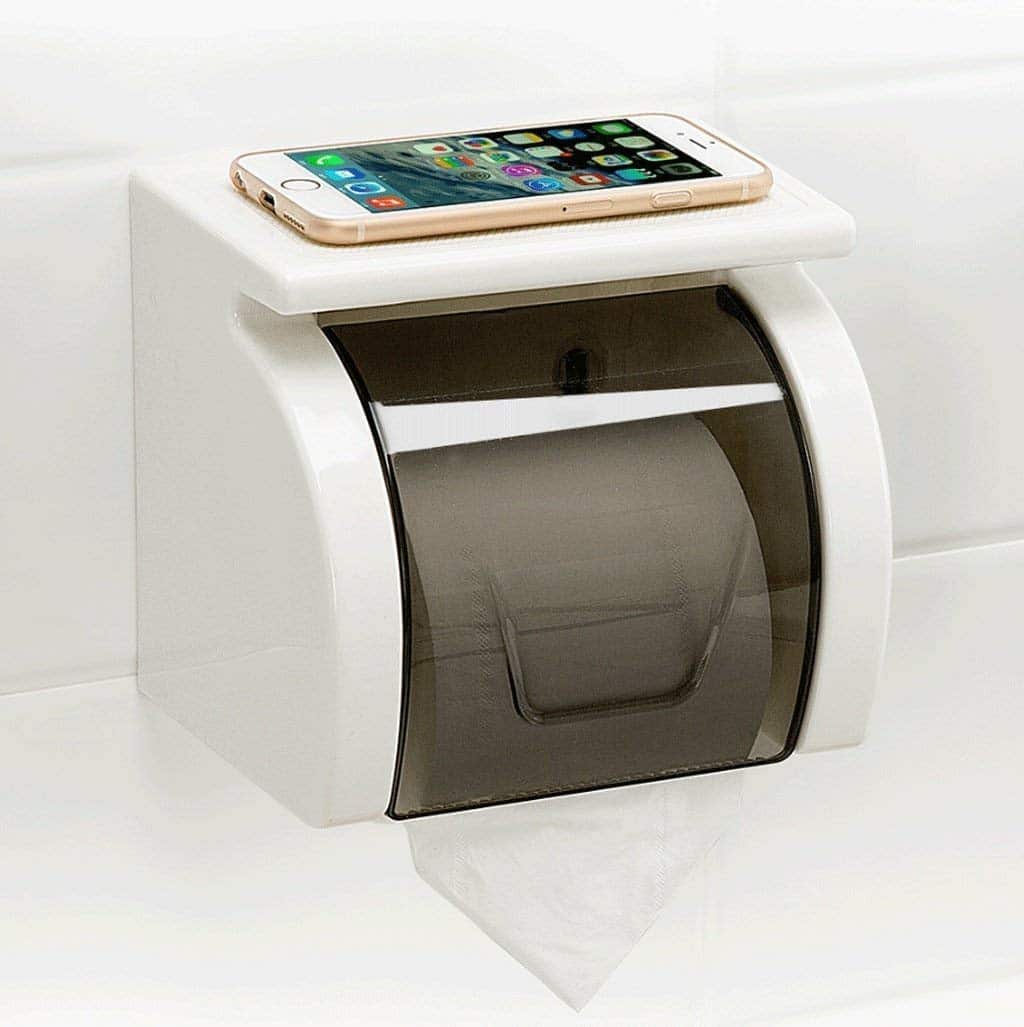 Magic Sticker Series Toilet Paper Holder in Bathroom with Mobile Stand