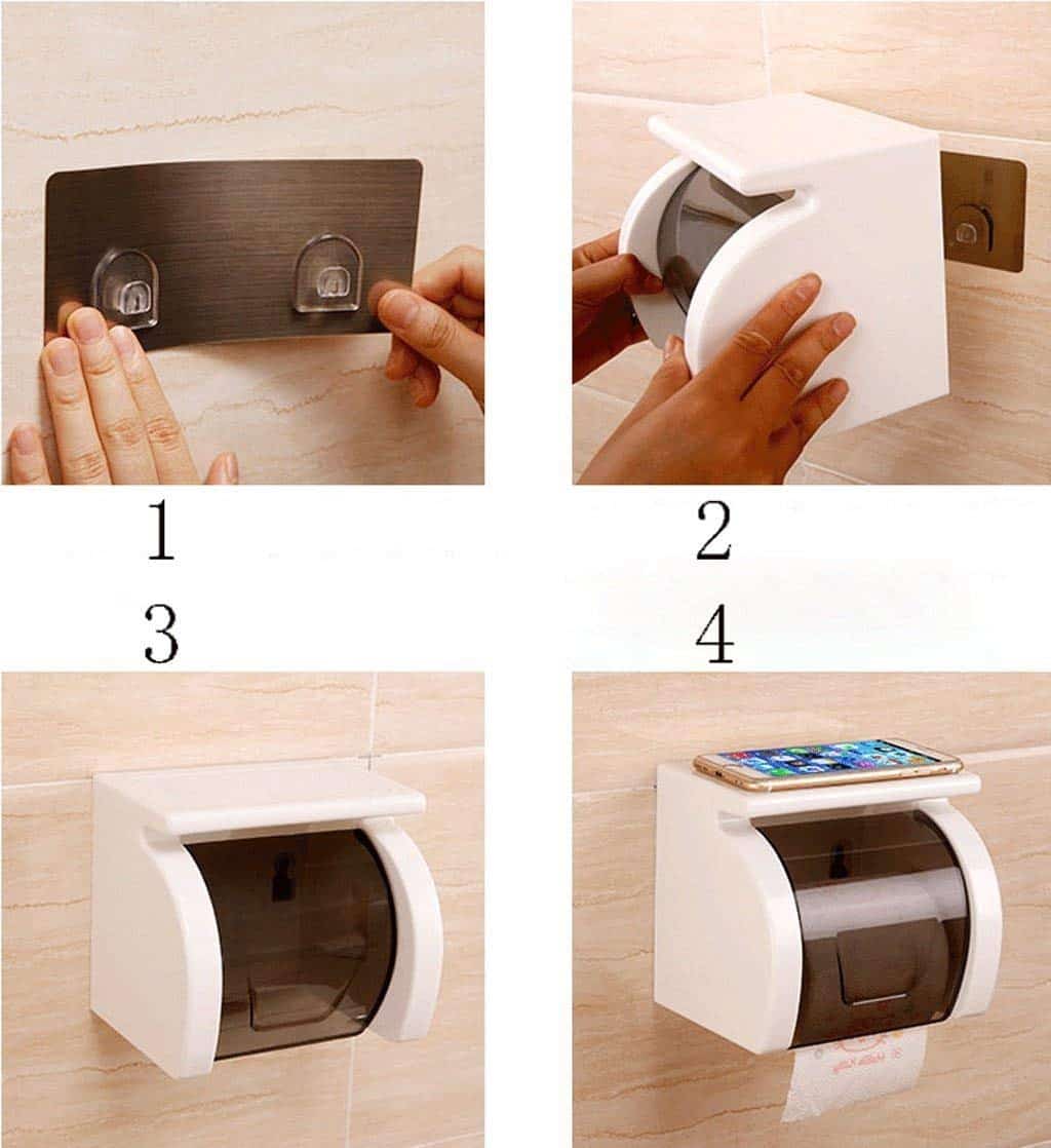 Magic Sticker Series Toilet Paper Holder in Bathroom with Mobile Stand3
