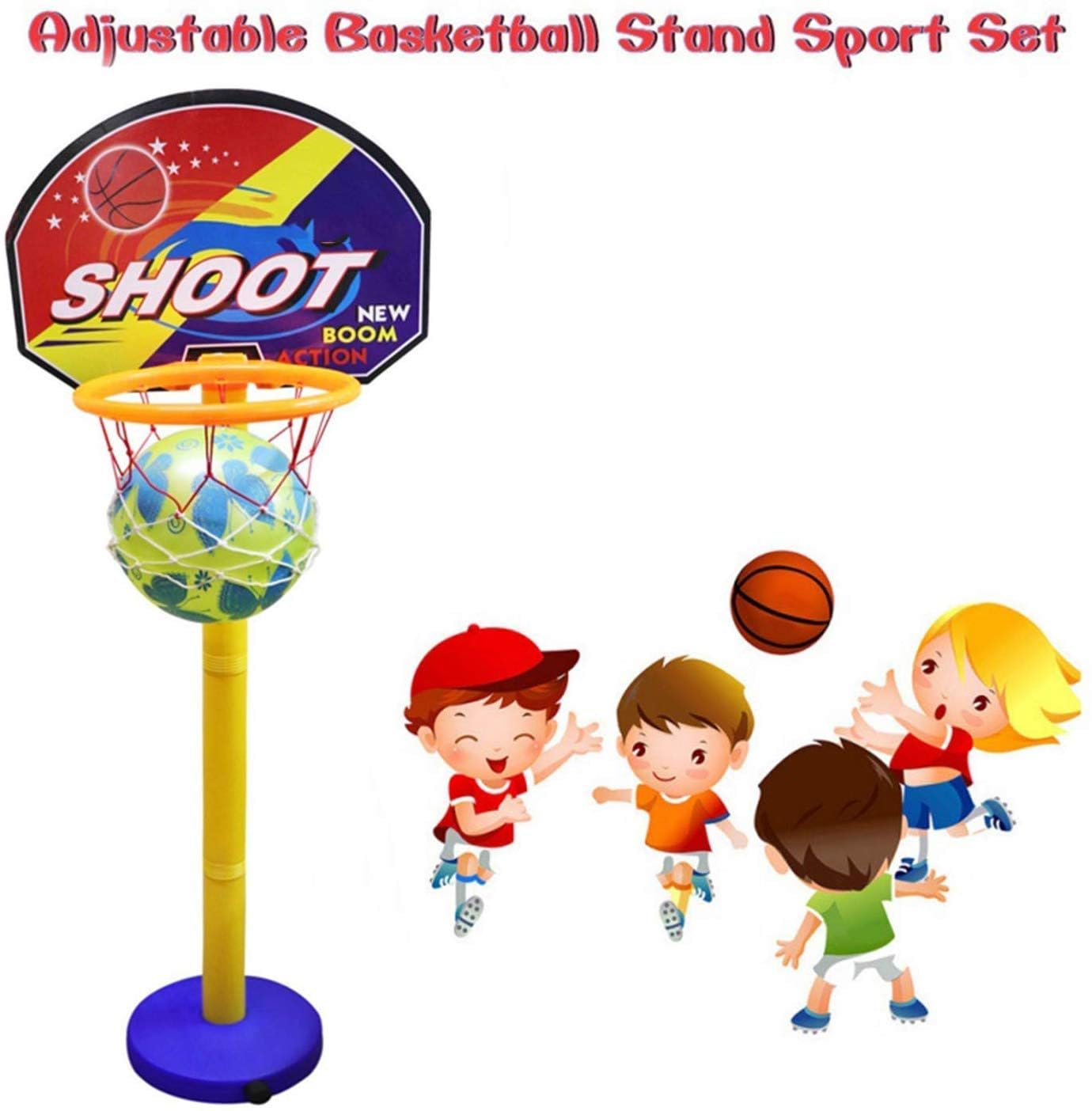 Pelo Basketball Game Set for Kids Best Gift Item for Kids Sports Toy Basket Ball Set for Girls and Boys Kids Game with Adjustable Length Multi Color Pack of one3