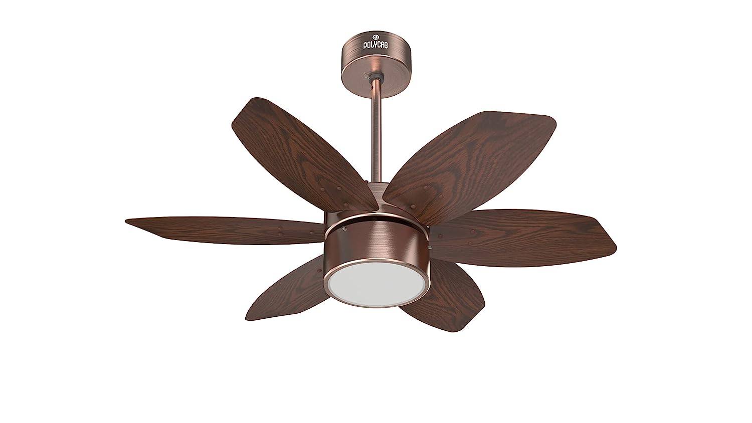 Polycab Superia SP03 Super Premium 800 mm Underlight Designer Ceiling Fan With Remote, Built-in 6 Colour LED Light and 2 years warranty (Antique Copper Rosewood)