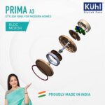 KUHL Prima A3 Stylish BLDC Fan | Low Power 28W | High Air Flow | Aerodynamic Blades | Low Noise | Decorative Trim| 5-Star Rated | ISI Marked|Brown