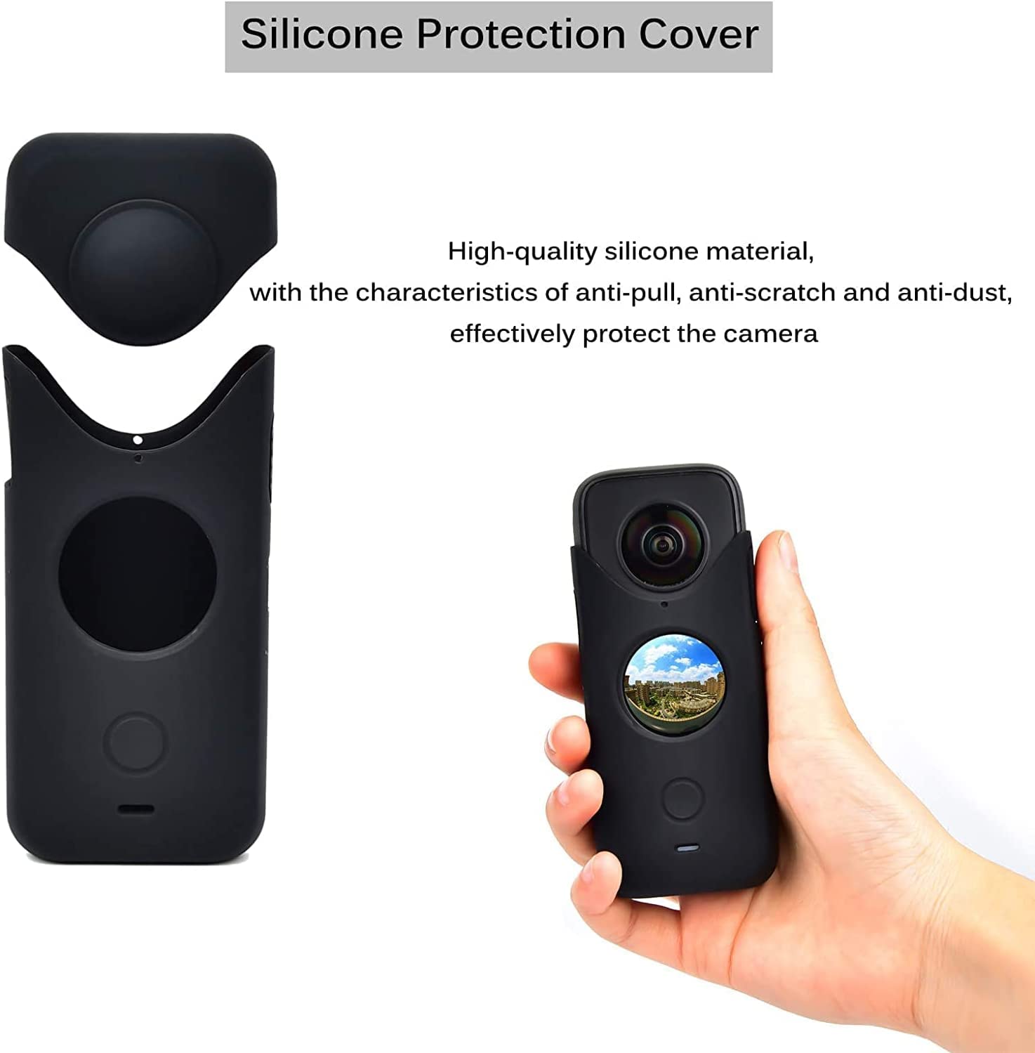 Protective-Frame-Camera-MountBlack-Silicon-Rubber-Sleeve-for-Insta360-ONE-X2-Action-Camera-Shock-Absorbing-Protective-Housing-with-Adapter-Mount-and-Screw